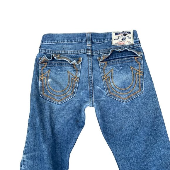 VINTAGE True Religion Jeans Size 34 STRAIGHT Blue - Picture 8 of 10